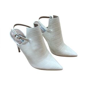 Steve Madden White Croc-Embossed Heeled Boots